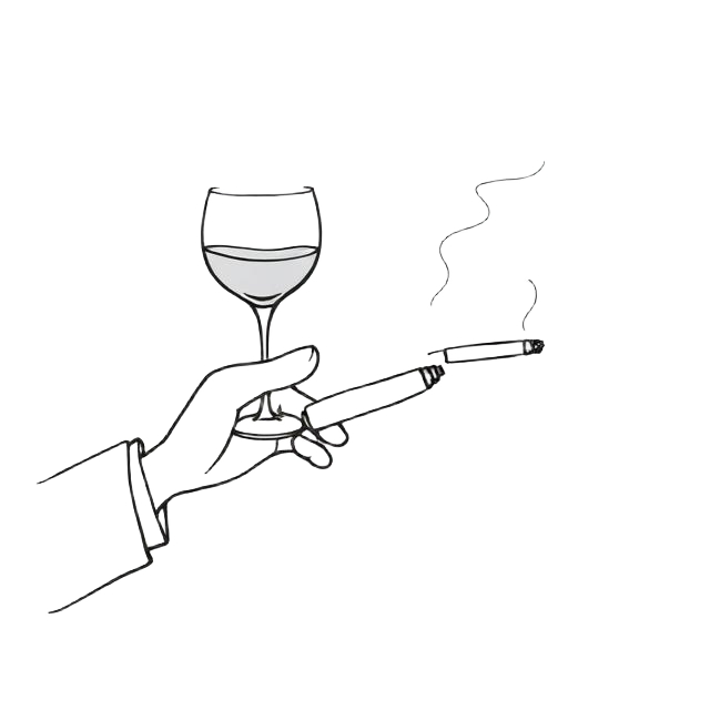 Hand-drawn line illustration representing Substances